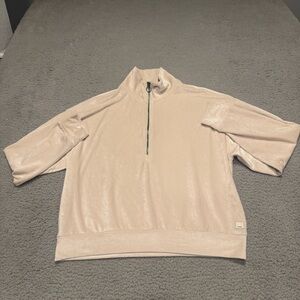 Vuori Womens Large Haven Half Zip Pullover Ribbed Top Suede Color Cream VW2059